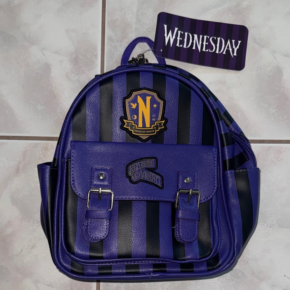 Wednesday Addams Nevermore Academy Women's Striped Mini Backpack